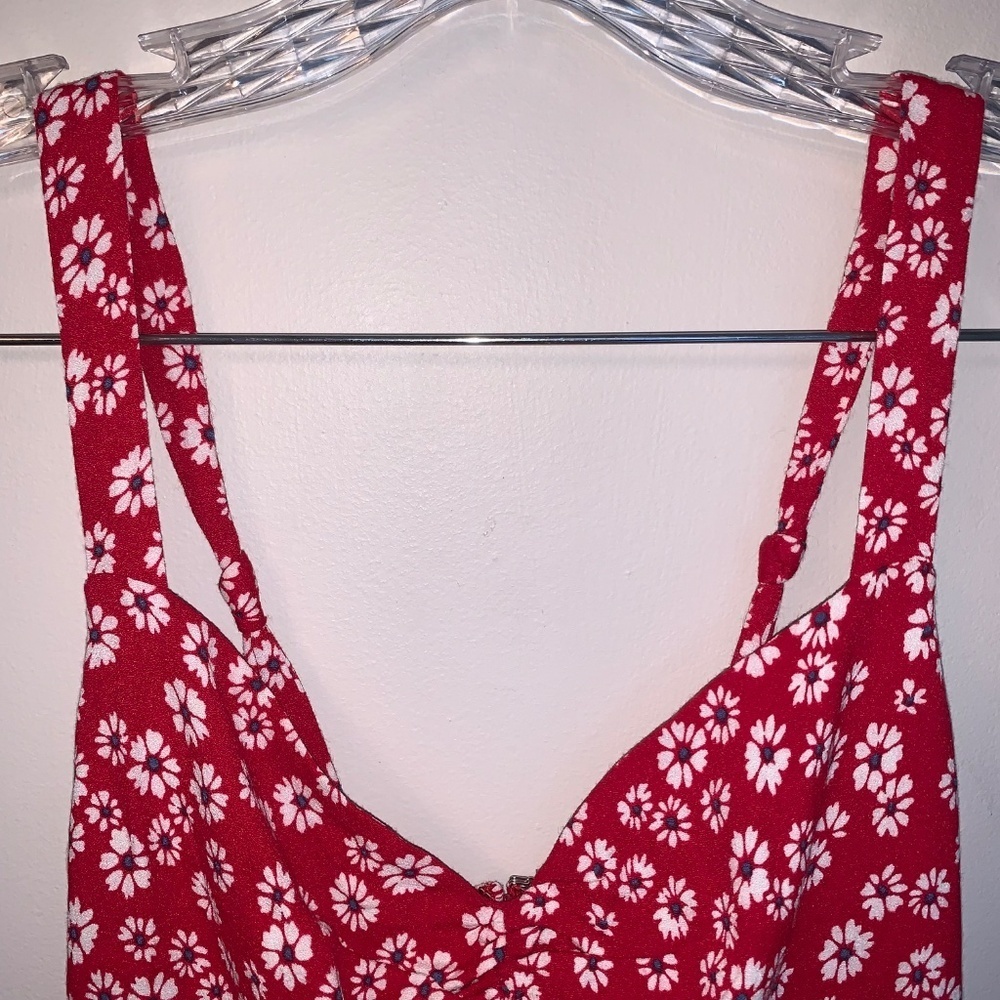 Reformation Baldwin Dress Red Daisy Print Mini Dress 4 - Picture 11 of 14
